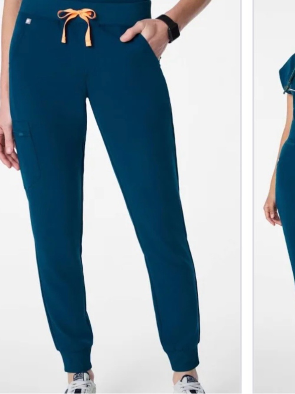 Figs Deep Reef teal blue Small Zamora scrub pants